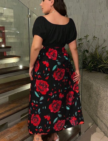 Rochie maxi Shein Curve+, mix culori