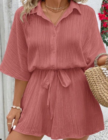 Salopetă scurtă Shein Curve+, roz