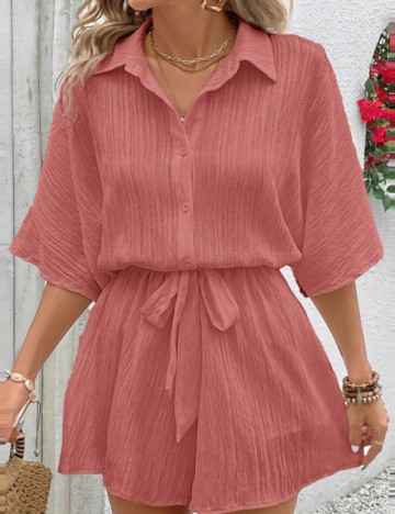 Salopetă scurtă Shein Curve+, roz