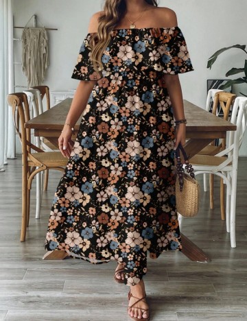 Rochie maxi Shein Curve+, mix culori