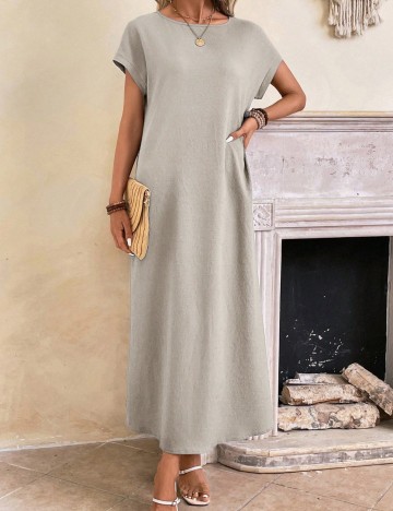 Rochie maxi Shein Emery Rose, gri