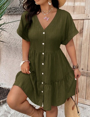 Rochie midi Shein Curve+, kaki