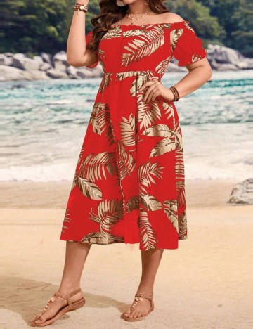 Rochie midi Shein Curve+, mix culori