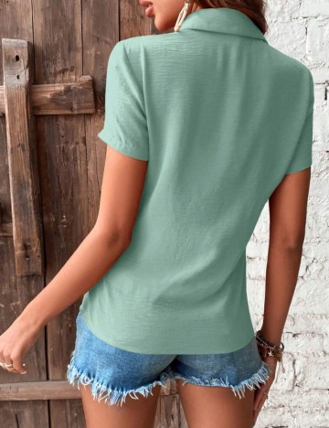 Cămașă cu m&acirc;necă scurtă Shein, verde