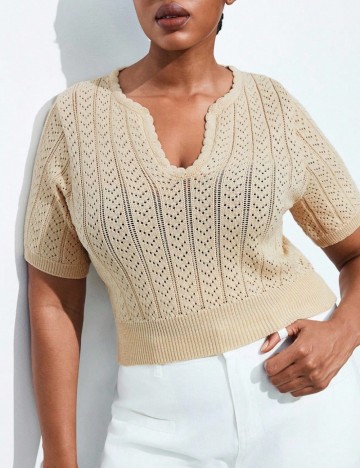 Tricou Shein Curve+, bej