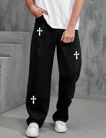 Jeans Shein MANFINITY, negru