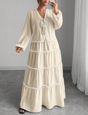 Fustă maxi Shein Curve+, crem