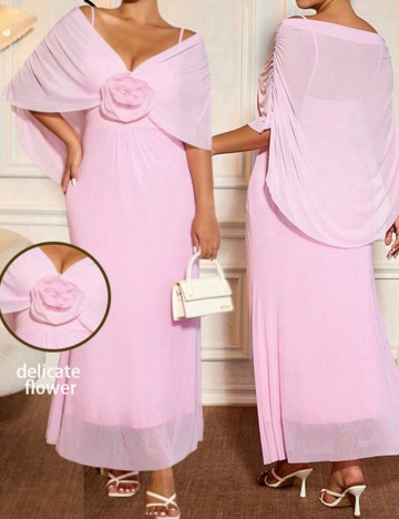 Rochie maxi Shein Curve+, roz