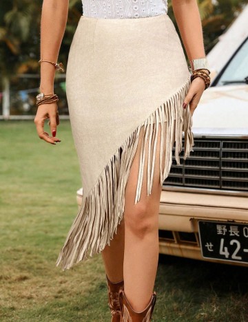 Fustă midi Shein, bej