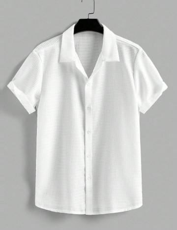 Cămașă cu m&acirc;necă scurtă Shein MANFINITY, alb