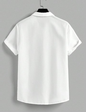 Cămașă cu m&acirc;necă scurtă Shein MANFINITY, alb