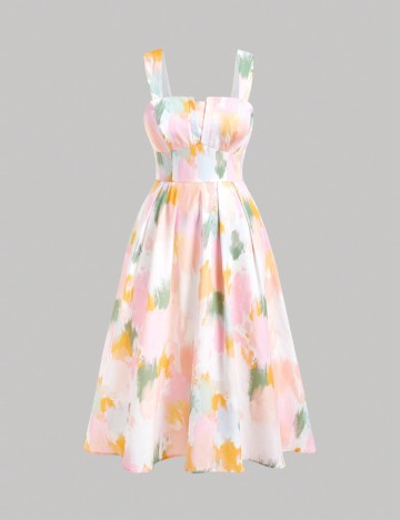 Rochie midi Shein Curve+, mix culori