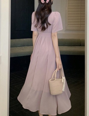 Rochie midi Shein, roz pudră