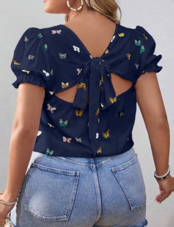 Cămașă cu m&acirc;necă scurtă Shein Curve+, mix culori