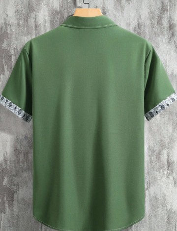 Cămașă cu m&acirc;necă scurtă Shein MANFINITY, verde