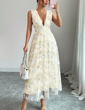 Rochie maxi Shein, crem