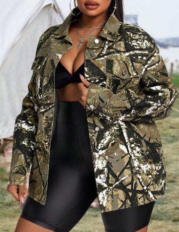 Jachetă De Blugi Shein Curve+, mix culori