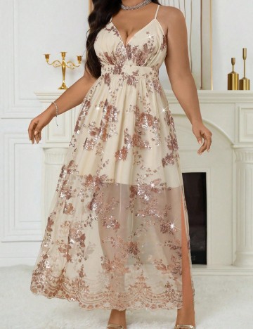 Rochie maxi Shein Curve+, bej