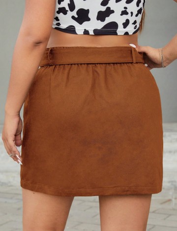 Fustă mini Shein Curve+, maro