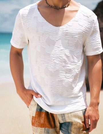 Cămașă cu m&acirc;necă scurtă Shein, alb