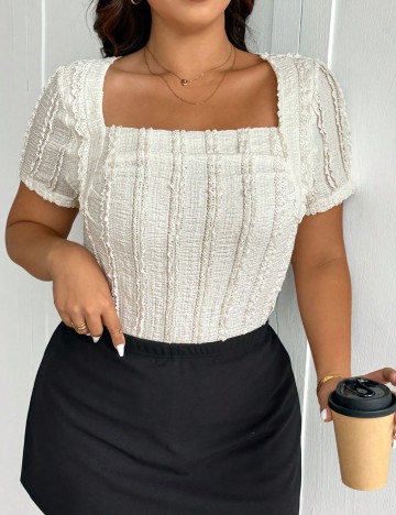 Tricou Shein Curve+, crem