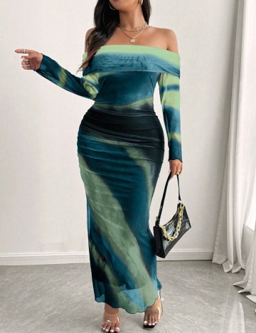 Rochie maxi Shein Curve+, mix culori