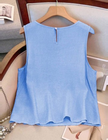 Cămașă cu m&acirc;necă scurtă Shein Curve+, albastru