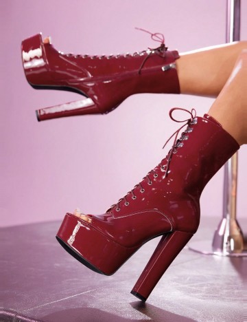 Cizme cu toc Shein, vișiniu