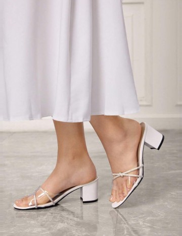 Saboți cu toc Shein, alb