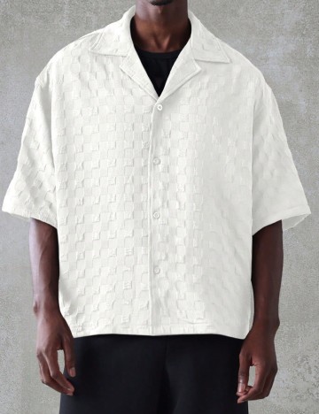 Cămașă cu m&acirc;necă scurtă Shein SUMWON, crem