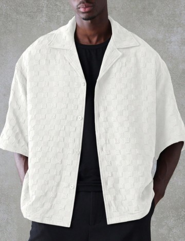 Cămașă cu m&acirc;necă scurtă Shein SUMWON, crem