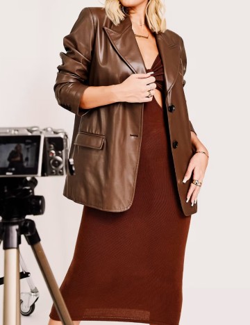 Sacou imitație de piele ASOS, maro