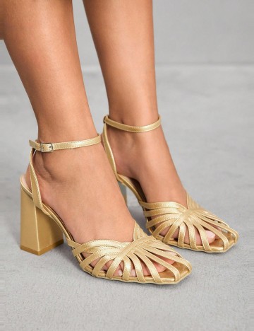 Sandale Cu Toc Shein CUCCOO, auriu