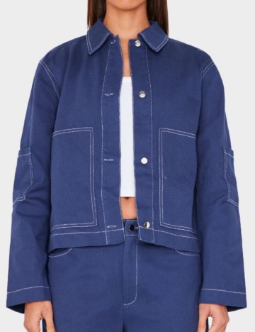 Jachetă De Blugi PRETTYLITTLETHING, albastru