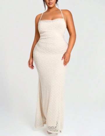 Rochie maxi Shein Curve+, crem