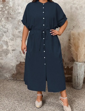 Rochie tip cămașă Shein Curve+, albastru