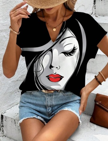 Cămașă cu m&acirc;necă scurtă Shein, mix culori