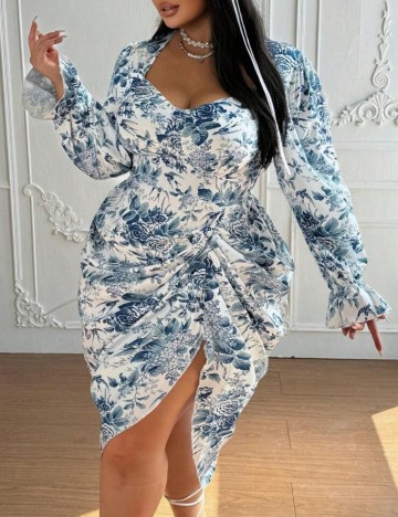 Rochie midi Shein Curve+, mix culori