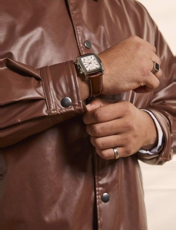 Geacă Imitație Piele Shein, maro