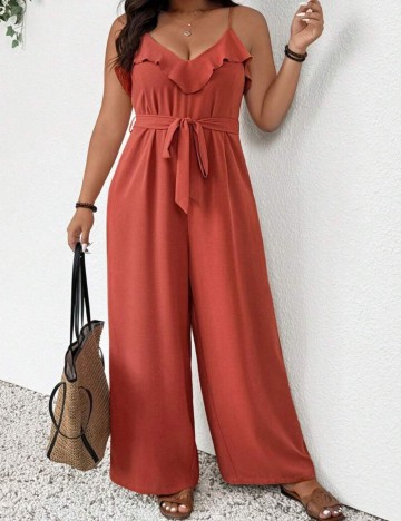 Salopetă lungă Shein Curve+, cărămiziu