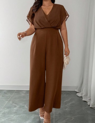 Salopetă lungă Shein Curve+, maro