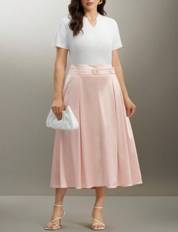 Fustă midi Shein Curve+, roz