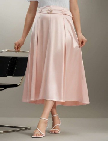 Fustă midi Shein Curve+, roz