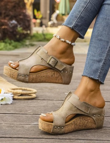 Saboți cu platformă Shein, bej