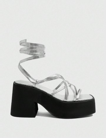 Sandale cu platformă Shein CUCCOO, argintiu