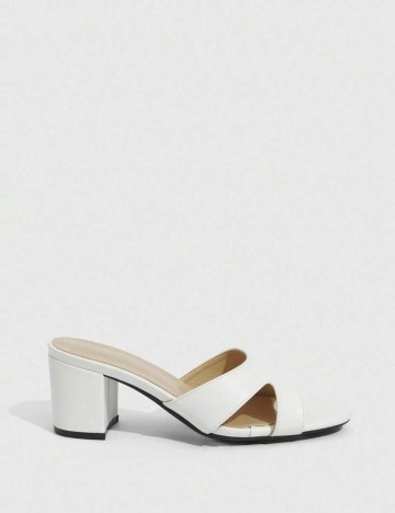 Saboți cu toc Shein, alb