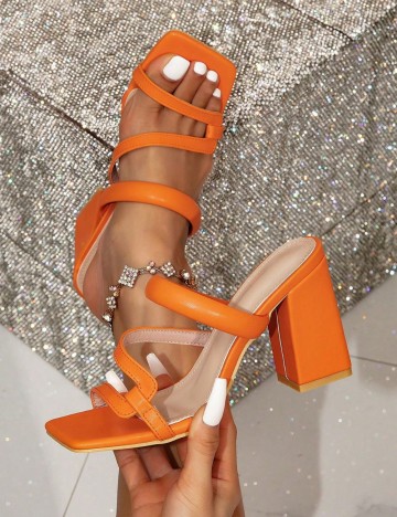 Saboți cu toc Shein, portocaliu