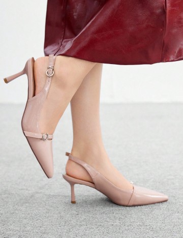 Saboți cu toc Shein, roz