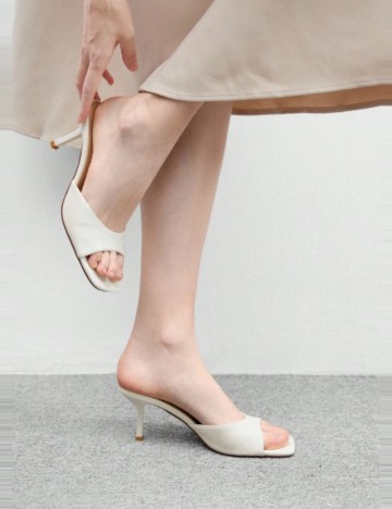 Saboți cu toc Shein CUCCOO, alb