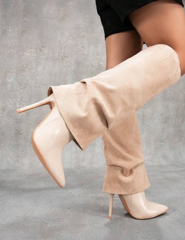 Cizme cu toc Shein CUCCOO, crem